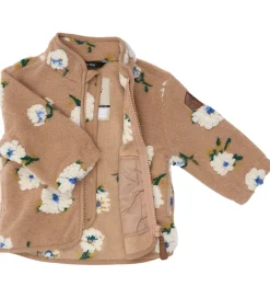 Mikk-Line Fleecejakke - Chipmunk m. Blomster