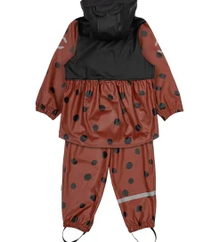 Mikk-Line Regntøj m. Seler - PU - Henna m. Mariehøne