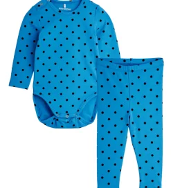 Mini Rodini Sæt - Leggings/Body l/æ - Polka Dots - Blå