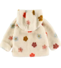 Minymo Fleecejakke - Sandshell m. Blomster