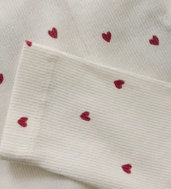 Minymo Leggings - Rib - Eggnog m. Hjerter