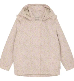 Minymo Regnjakke - PE - Peach Whip m. Blomster