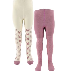 Minymo Strømpebukser - 2-Pak - Orchid Haze m. Mønster
