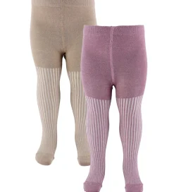 Minymo Strømpebukser - 2-pak - Dusky Orchid m. Glimmer