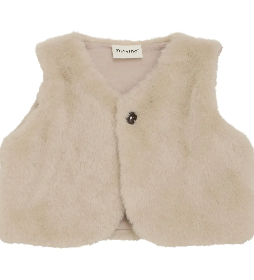 Minymo Vest - Imiteret Pels - Smoke Gray