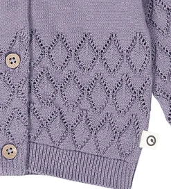 Müsli Cardigan - Strik - Leaf - Lilac Fog m. Hulmønster