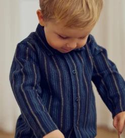 Müsli Skjorte - Stripe - Night Blue/Moss/Stormy Blue