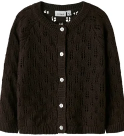 Name It Cardigan - Strik - NmfFleslit - Seal Brown m. Hulmønster