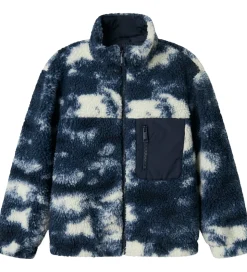 Name It Fleecejakke - Teddy - NkmMilou - Navy Blazer m. Mønster