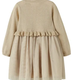 Name It Kjole - Strik - NmfRefraja - Cement m. Glimmer/Tyl