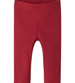 Name It Leggings - Rib - NbfRosally - Jester Red m. Glimmer