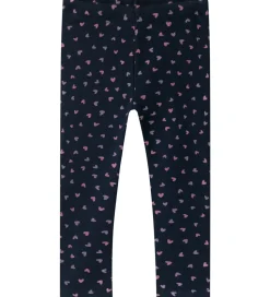 Name It Leggings m. Fleece - NmfDavina - Dark Sapphire/Heart AOP