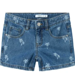 Name It Shorts - NkfRose - Medium Blue Denim/Palm Tree