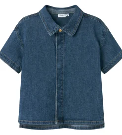 Name It Skjorte k/æ - Hør/Bomuld - NmmPeter - Mørkeblå Denim