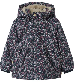 Name It Vinterjakke - NmfSnow05 - Dark Sapphire m. Blomster