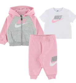 Nike Sweatsæt - Soft Pink/Gråmeleret