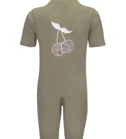 Petit Crabe Badeheldragt - Noe - UV50+ - Olive m. Kirsebær