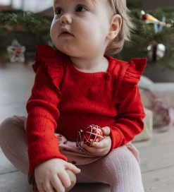 Petit Piao Body l/æ - Rib - Modal - Frill - Jet Red/Biking Red