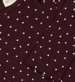 Petit Piao Body l/æ - Rib - Modal - Dark Grape m. Hjerter