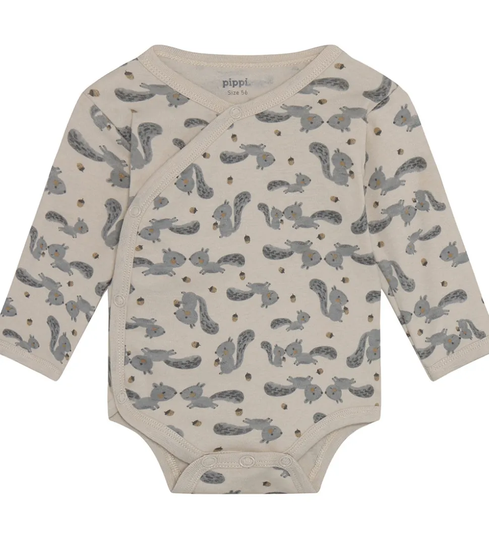 Pippi Baby Slå-om Bodyer l/æ - 4-pak - Rainy Day