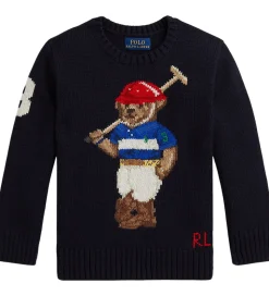 Polo Ralph Lauren Bluse - Strik - RL Navy m. Bamse