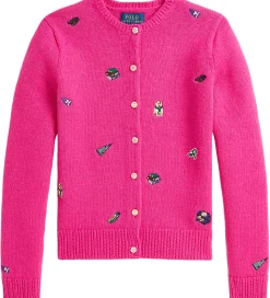 Polo Ralph Lauren Cardigan - Uld - Colge Pink m. Broderier