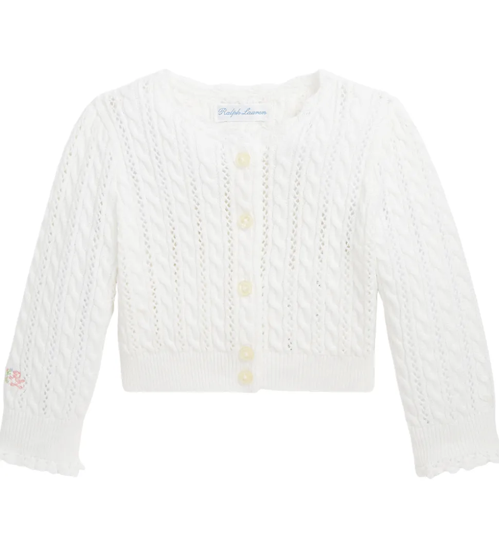 Polo Ralph Lauren Cardigan - Cropped - Strik - Deckwash White