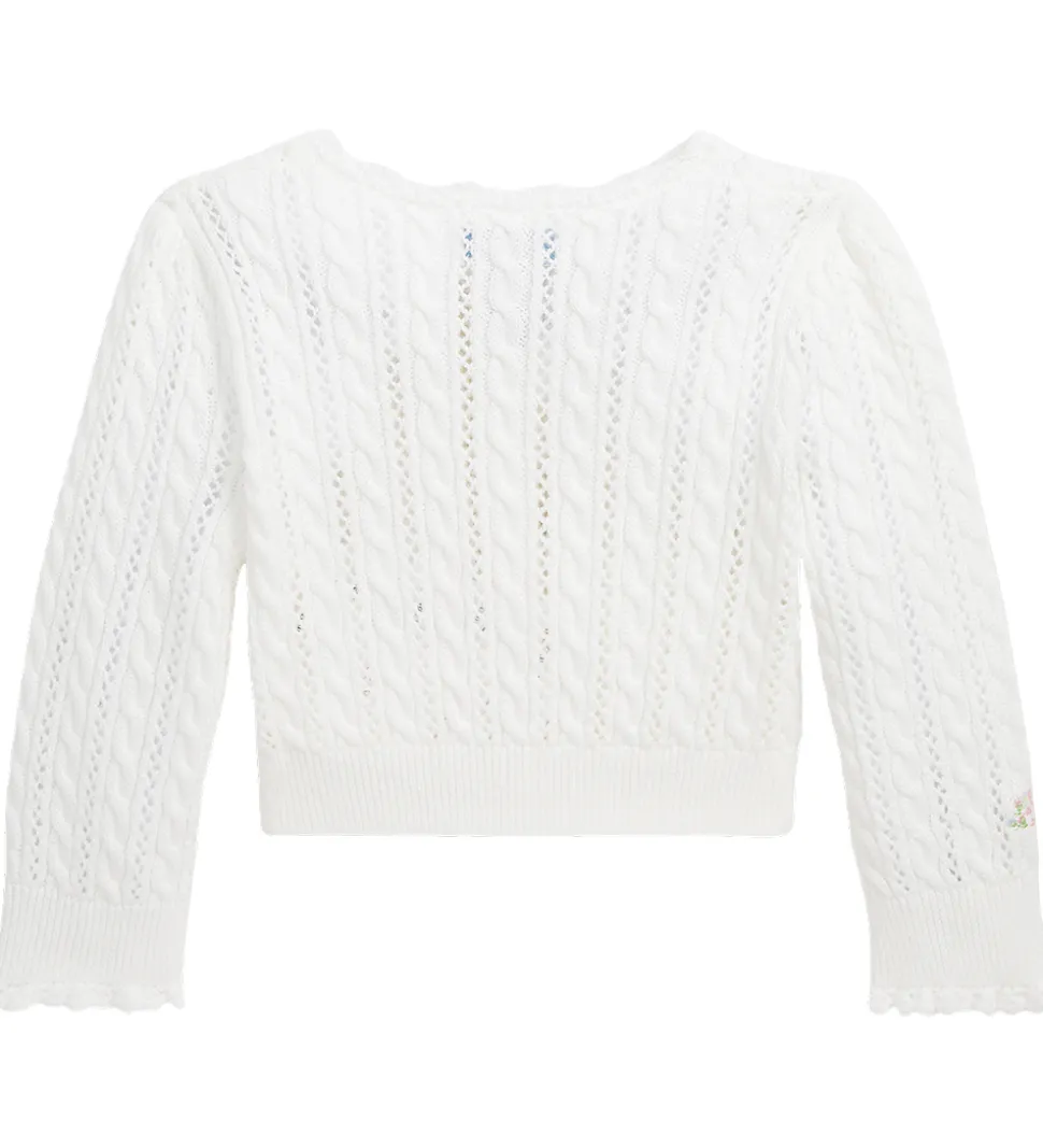 Polo Ralph Lauren Cardigan - Cropped - Strik - Deckwash White
