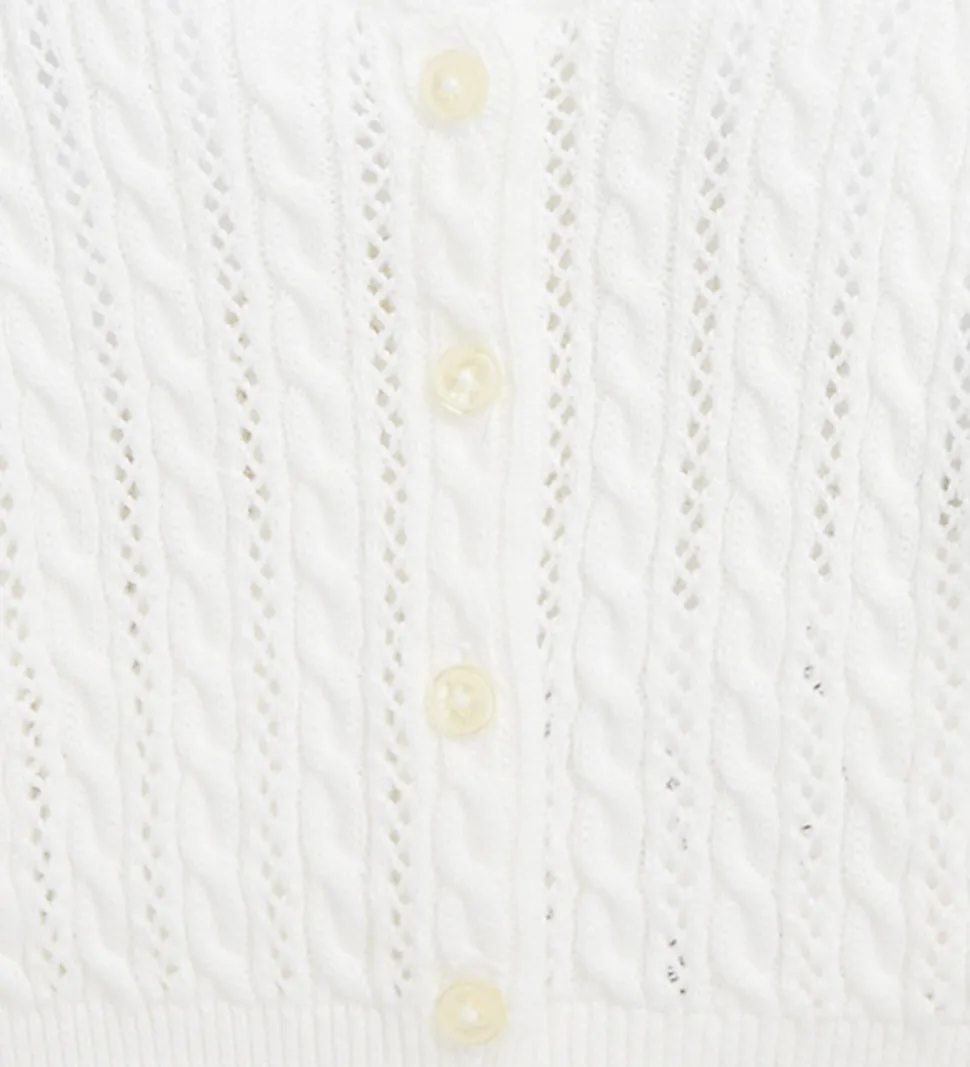 Polo Ralph Lauren Cardigan - Cropped - Strik - Deckwash White