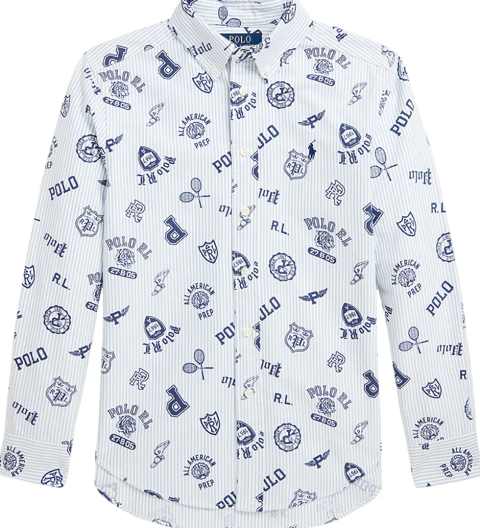 Polo Ralph Lauren Skjorte - Hvid/Lyseblåstribet m. Navy