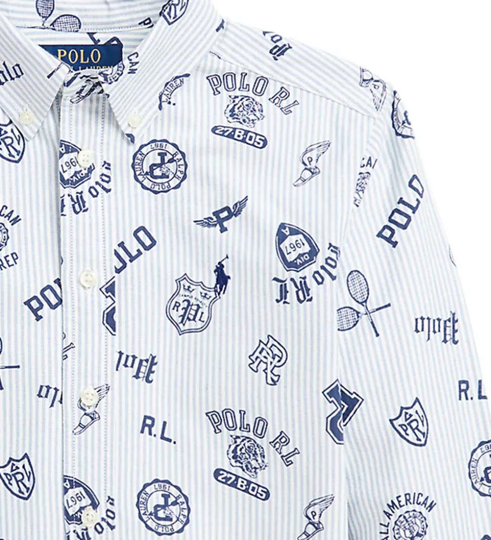 Polo Ralph Lauren Skjorte - Hvid/Lyseblåstribet m. Navy