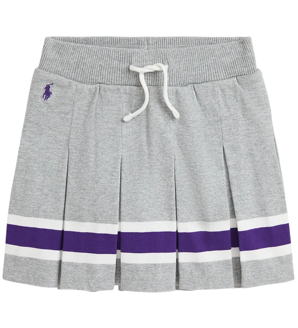 Polo Ralph Lauren Tennisnederdel - Gråmeleret m. Lilla/Hvid
