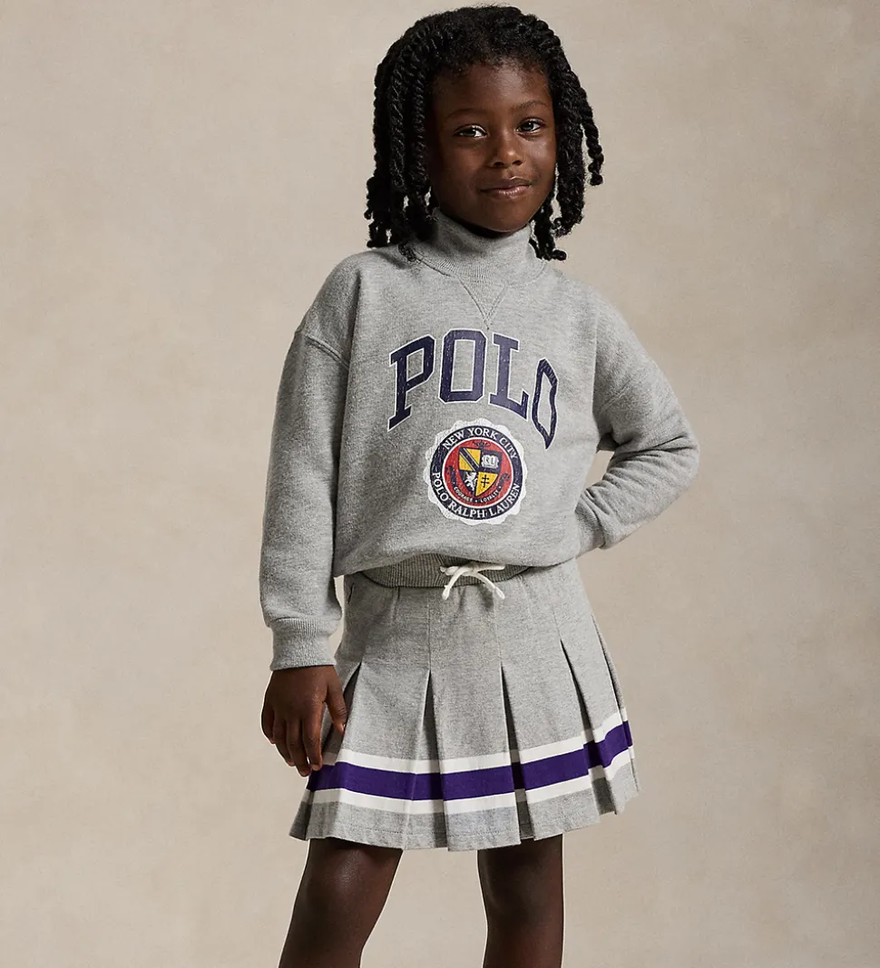 Polo Ralph Lauren Tennisnederdel - Gråmeleret m. Lilla/Hvid