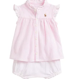 Polo Ralph Lauren Top/Bloomers - Rosa/Hvidstribet