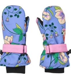 Småfolk Luffer - Purple Delight m. Fugle/Blomster