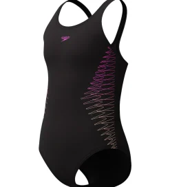 Speedo Badedragt - Placement Muscleback - Sort/Fersken