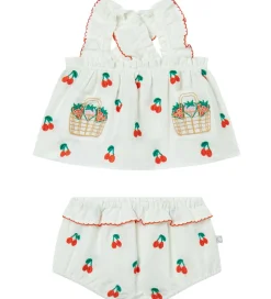 Stella McCartney Kids Sommersæt - Top/Bloomers - Ivory m. Kirseb