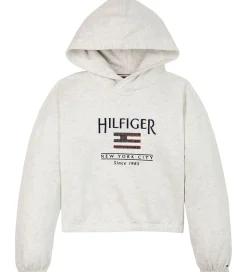 Tommy Hilfiger Hættetrøje - Cropped - Sequin Flag - Snow White H