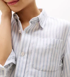 Tommy Hilfiger Skjorte - Hør - Linen Blend - Breezy Blue Stripe