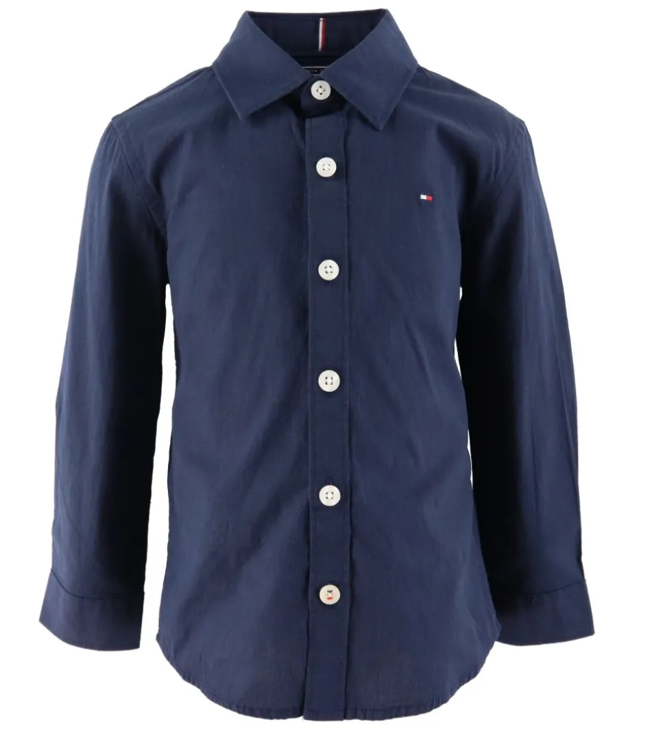 Tommy Hilfiger Skjorte - Solid Stretch - Organic - Twilight Navy
