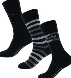 Tommy Hilfiger Strømper - 3-pak - Sort m. Grå