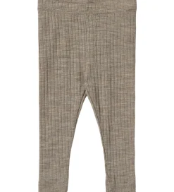 Wheat Leggings - Uld/Silke - Rib - Agi - Khaki Melange